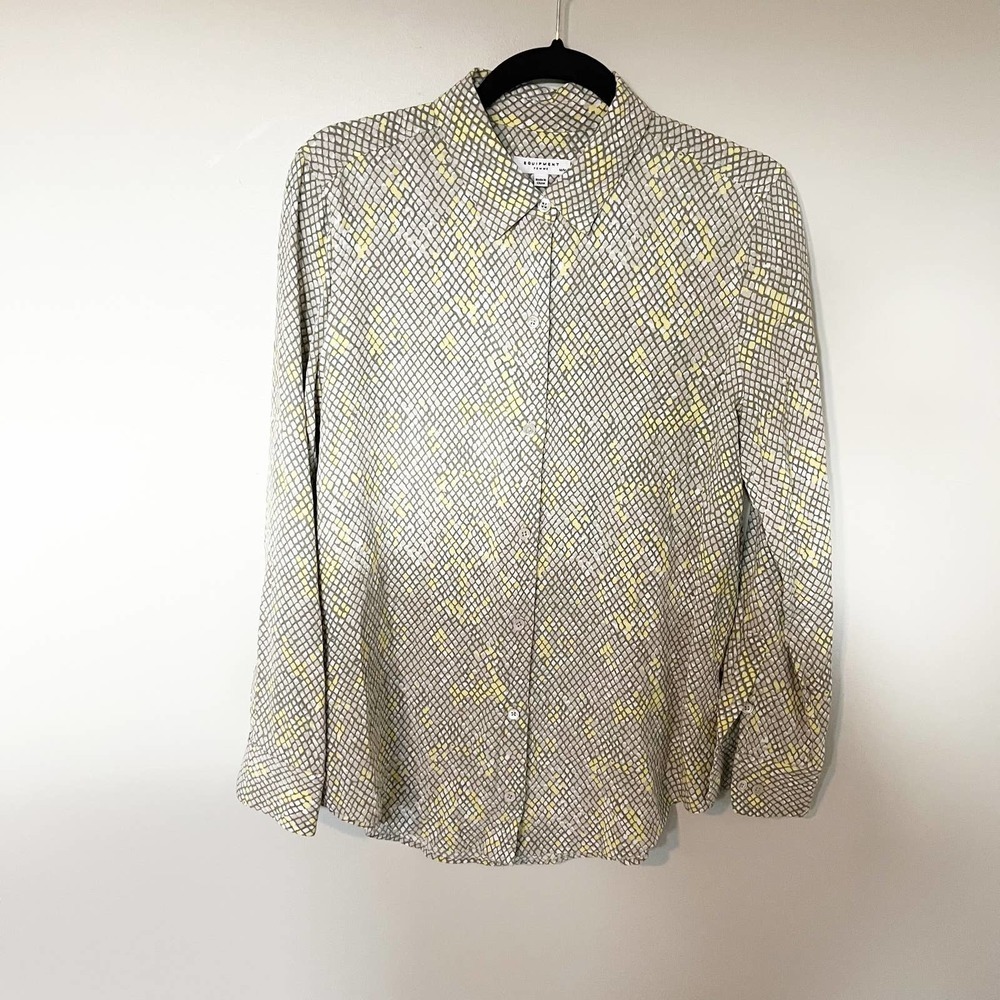 Equipment Essential Snake Print Button Blouse Med… - image 1